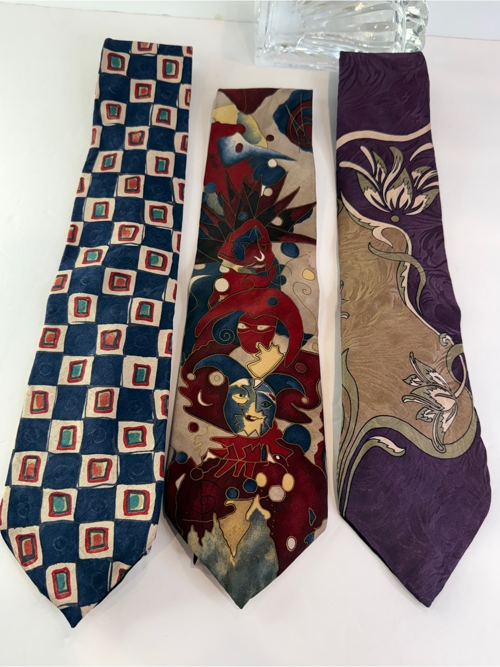Oscar de la Renta Three-Tie Set in Navy, Red and Purple